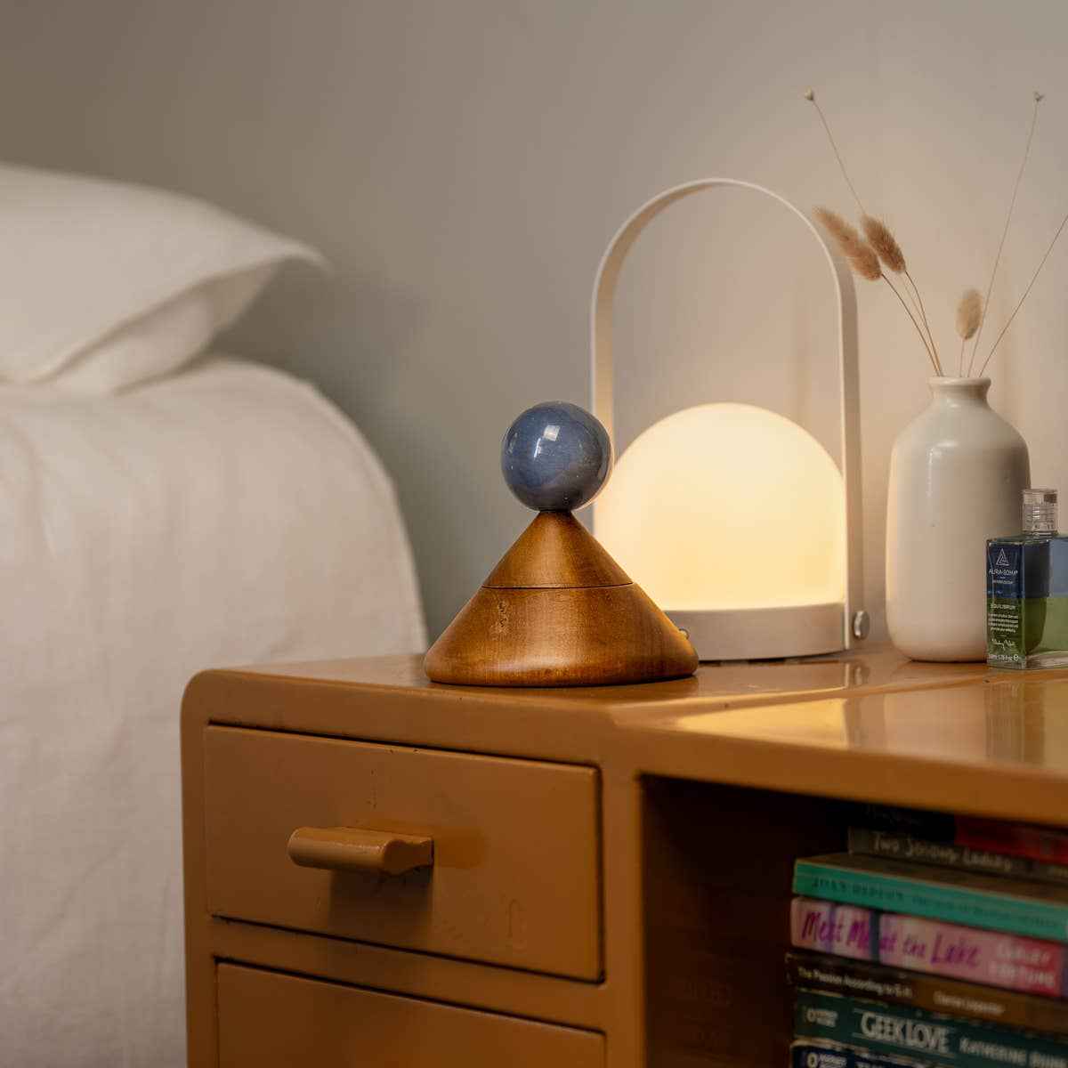 Cool cone jewel box w/ blue stone handle