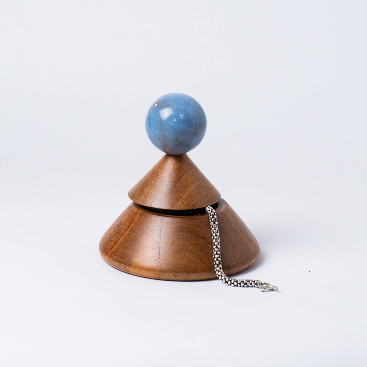 Cool cone jewel box w/ blue stone handle