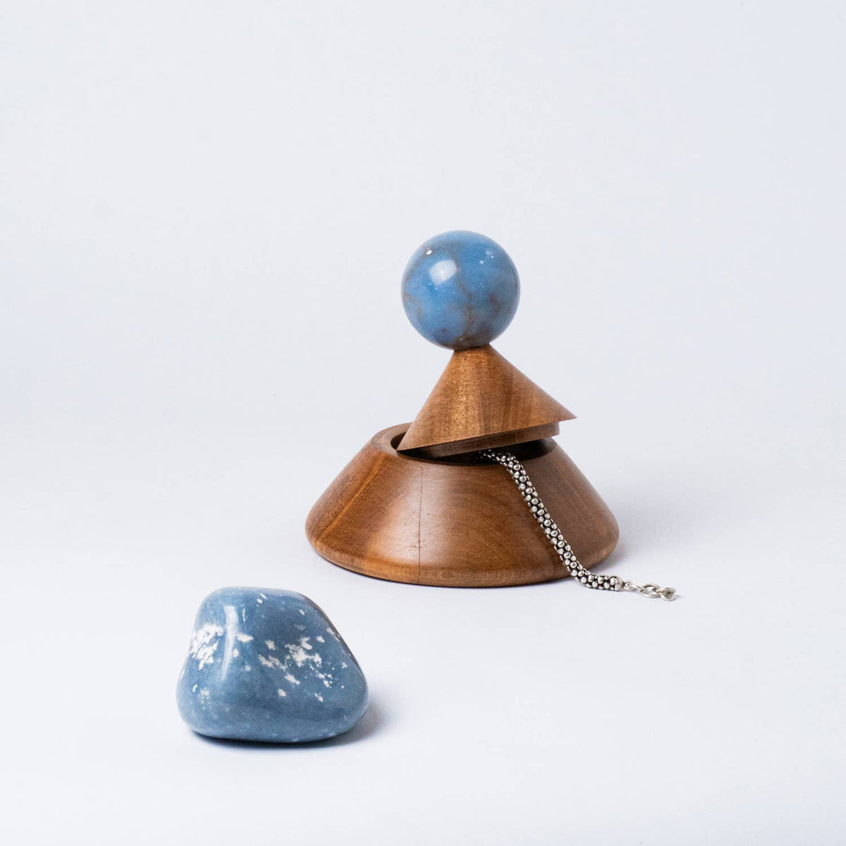 Cool cone jewel box w/ blue stone handle