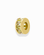 The Mod + Jo Este Birthstone Charm Spacer is a round gold bead with a hollow center and a band of yellow, princess-cut gemstones—ideal for personalized jewelry. Shown on a white background.