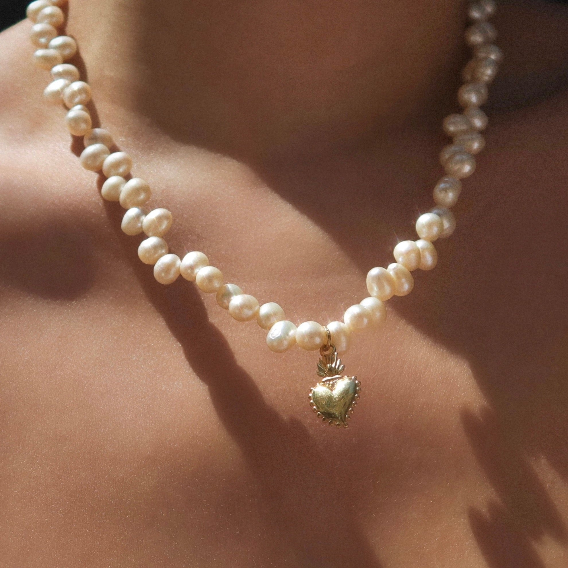 Sacred Heart Pearl Necklace - Mod + Jo