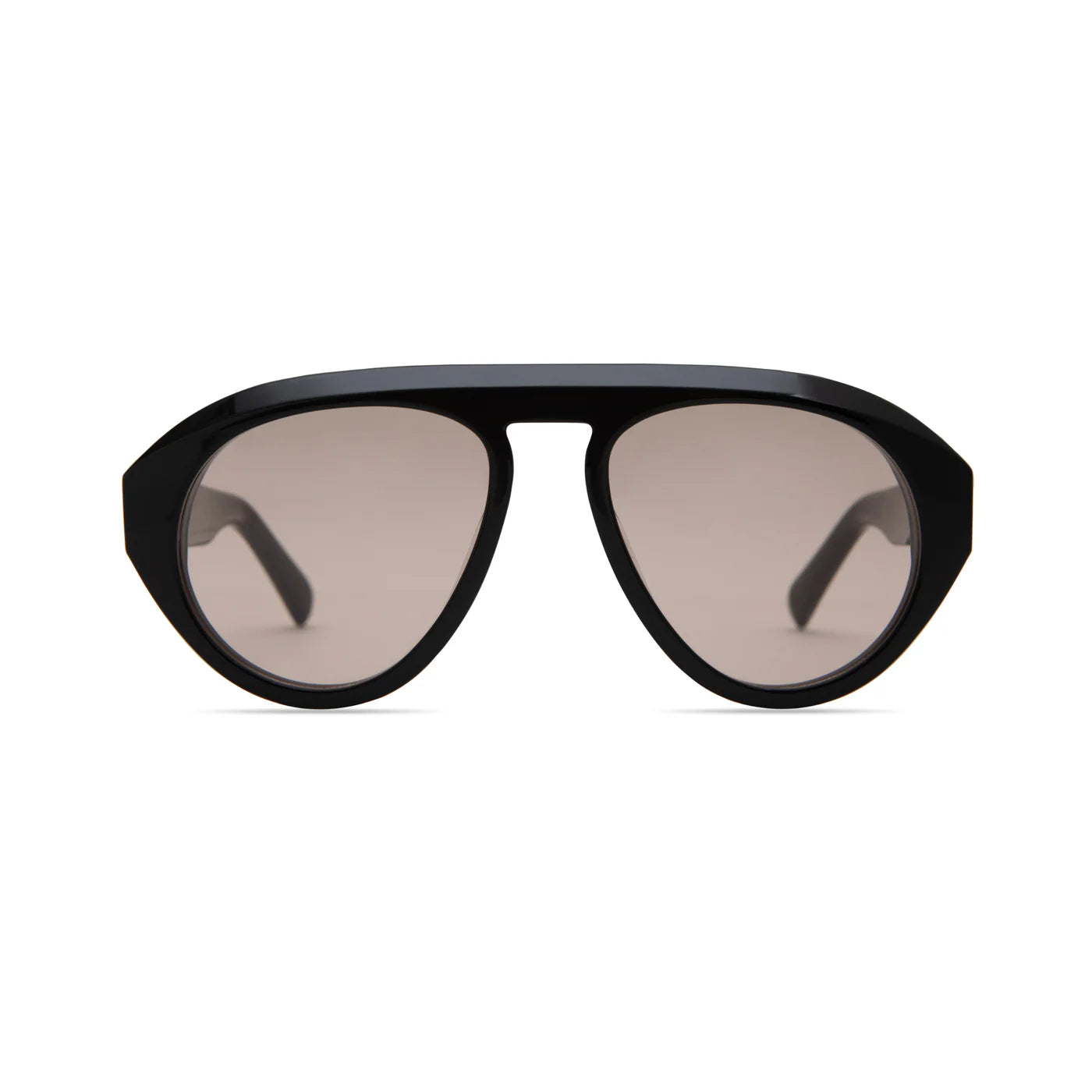 The Val Sunglasses by Elisa Johnson feature oversized black frames, large lightly tinted lenses with UV400 protection, and are shown from the front on a white background.