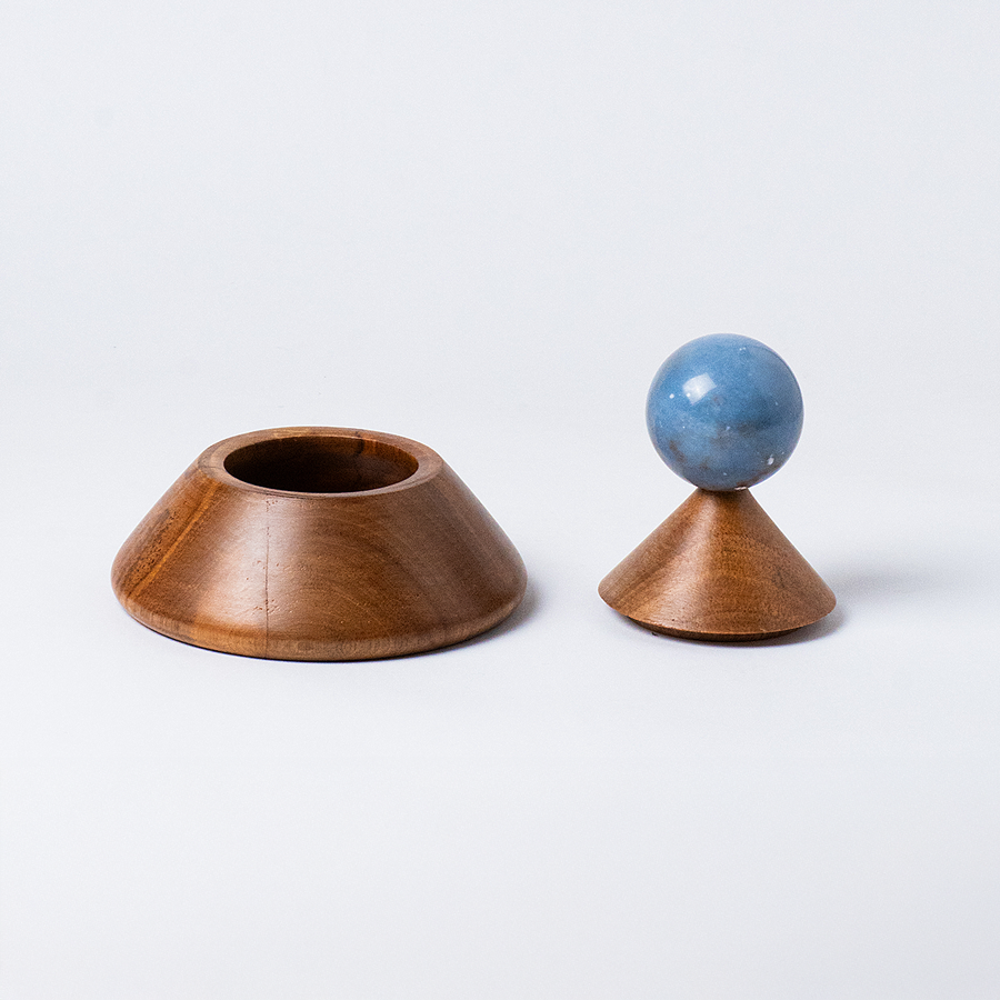 Cool cone jewel box w/ blue stone handle
