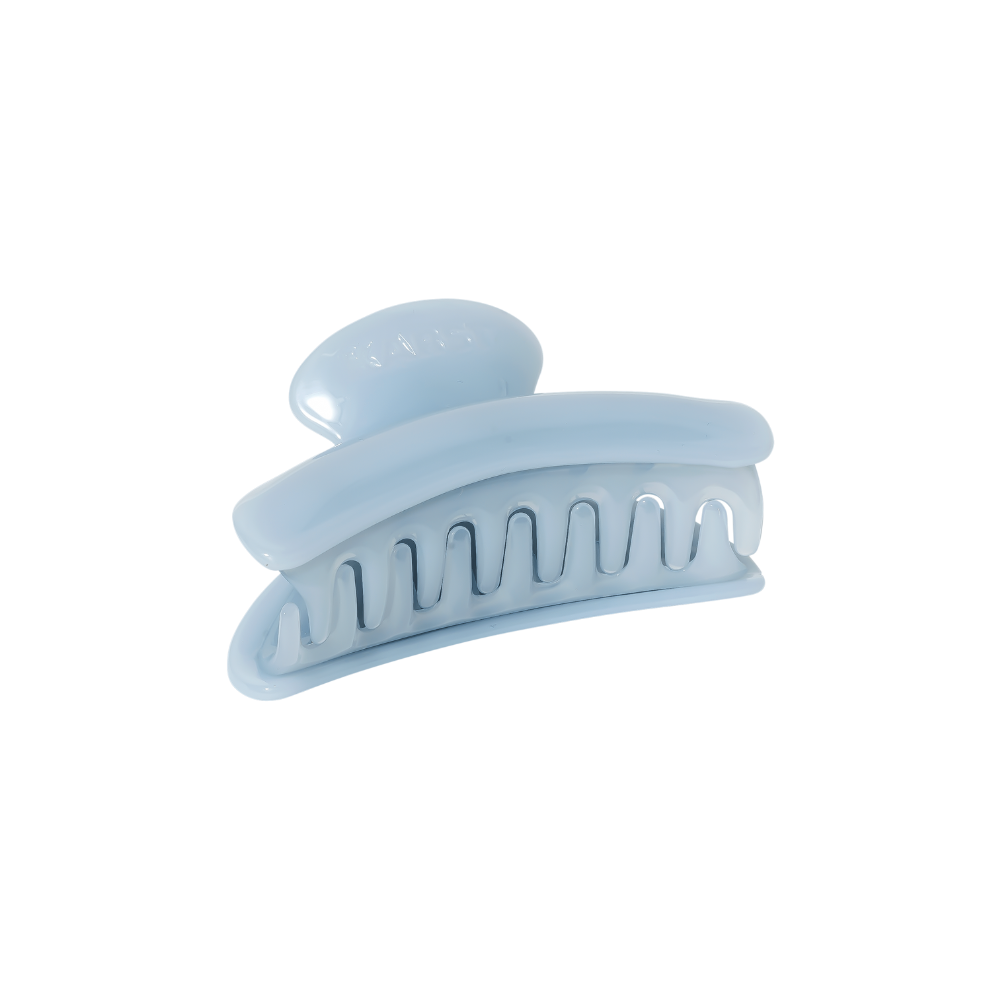 The Karst Essentials SuperClip Hair Claw — Mist: No Charm Eyelet (Standard) is a light blue cellulose acetate clip with curved, interlocking teeth, displayed against a plain white background.