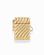Gold-toned rectangular Caspia Vesta Case Charm with a diagonal ribbed pattern and a small side loop.