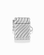A Caspia Vesta Case Charm in the form of a rectangular silver vesta case with a wavy, ribbed texture and a small side clasp.