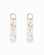 Emory Sapphire Earring Charms featuring a round lab-grown white sapphire drop suspended below a pear-shaped crystal on a gold-plated hoop.