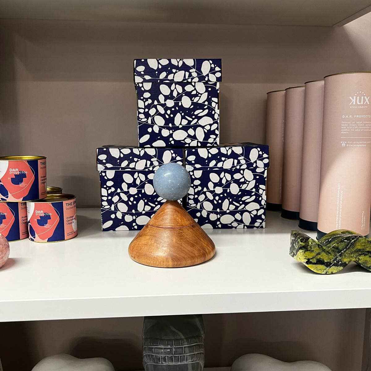 Cool cone jewel box w/ blue stone handle