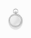 Gia Engravable Charm: a round, silver pendant with a coin-edge fluted border and a beaded bail.