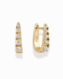 Jules Medium Huggies are a pair of 14k gold-plated huggie hoop earrings, each set with five graduated round-cut cubic zirconia stones.