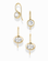 The Mod + Jo French Hook Earring Set features four gold French hook earrings—two with round and two with oval lab-grown white sapphires—arranged on a white background, each showcasing a simple, elegant design.