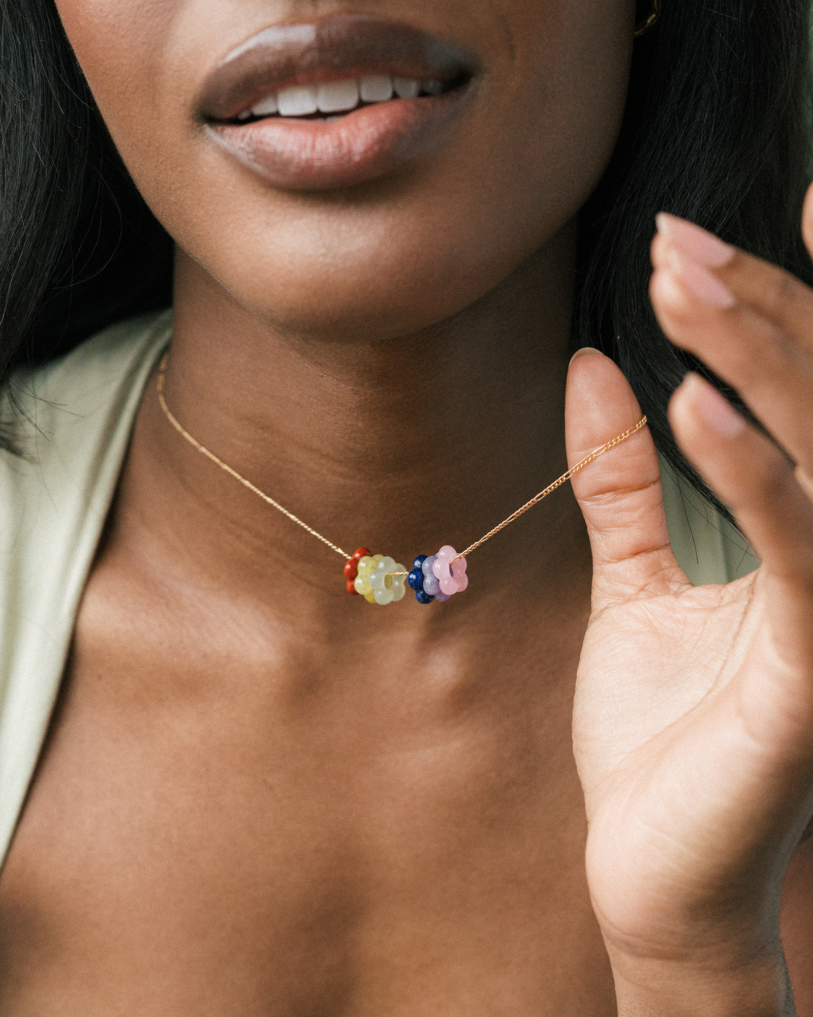 Juno Flower Gemstone Spacer - Mod + Jo - Jewelry built to last, advanced plating technology