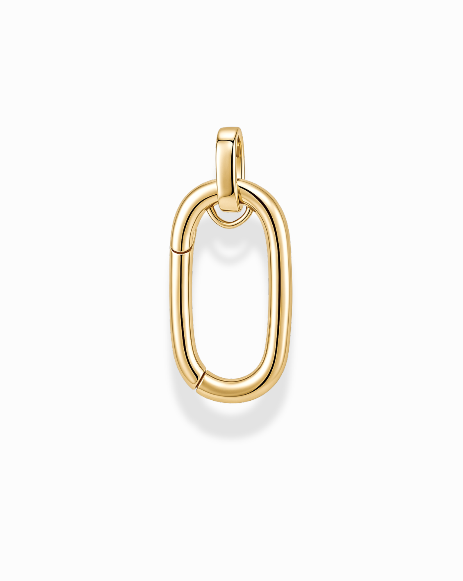 The Mod + Jo Pip Charm Enhancer is a 14k gold, oval-shaped pendant featuring a smooth, polished surface and a small loop at the top for attaching to a chain, displayed on a plain white background.