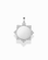 Remi Engravable Charm: a round silver-plated charm with a smooth center and sunburst-style rays accented with small inset cubic zirconia.