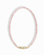 The Mod + Jo Sonia Gemstone Necklace features small, round, pale pink genuine gemstone beads with spaced gold accents and a gold lobster clasp.