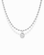 The Soren Bezel Pendant Necklace is a silver beaded chain featuring a round, lab-grown white sapphire set in a simple bezel with a clear, faceted gemstone pendant.