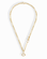 The Liam Space Bar Chain Necklace by Mod + Jo features a 14k gold-plated elongated oval link design with a large round clasp at the bottom and a smaller side clasp, arranged in an open circle on a white background.