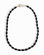 Sutton Gemstone Necklace featuring an 18-inch strand of oval, rice-shaped black agate beads with a gold S-hook clasp.