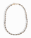 The Sutton Gemstone Necklace is an 18″ strand of rice-shaped Dalmatian jasper beads, finished with a gold S-hook clasp.